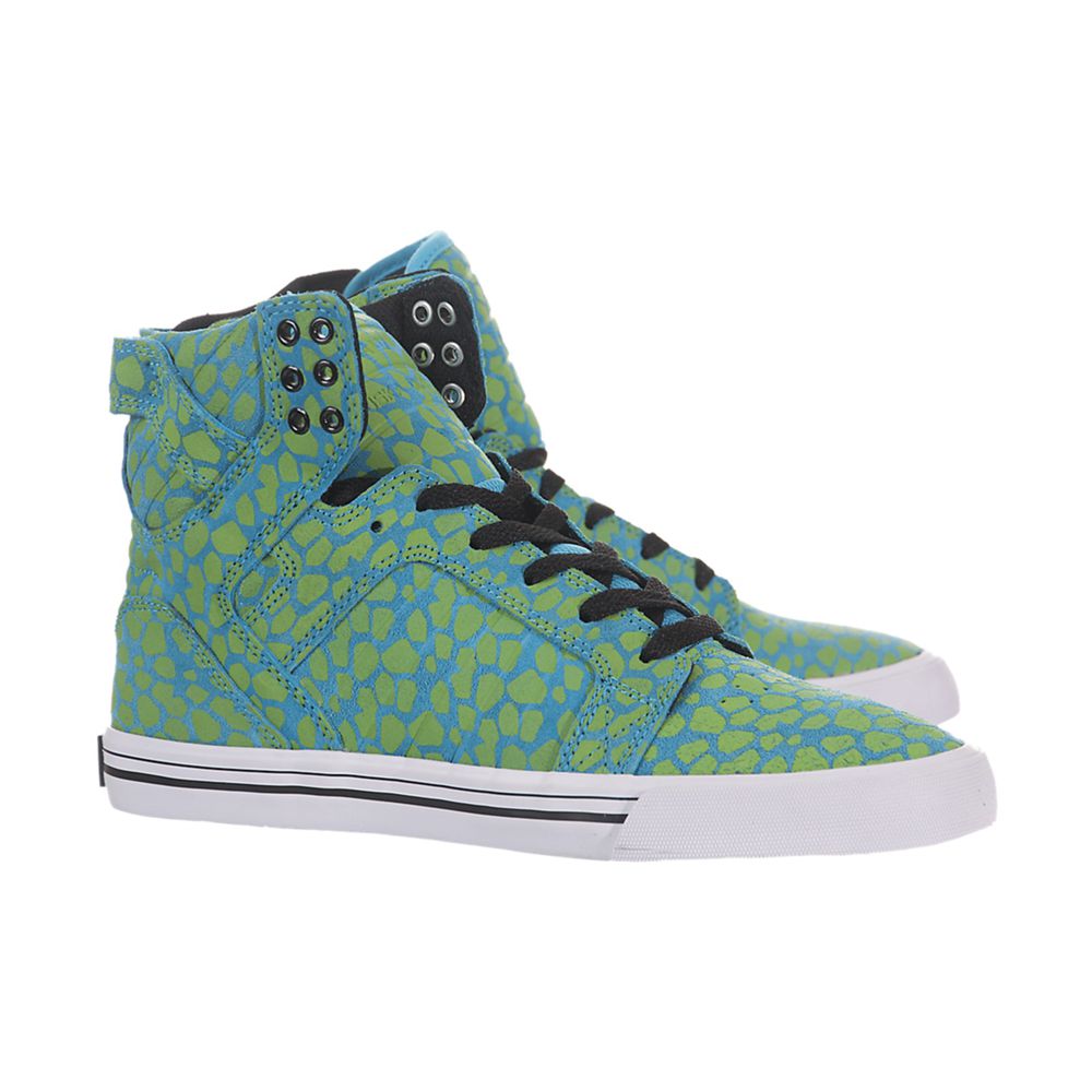 Baskets Montantes Supra SkyTop Turquoise Turquoise/Yellow-White Femme | QUU-64562698